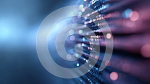 Digital data stream flowing, abstract technology background