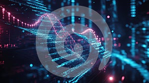 Digital data stream flowing, abstract technology background