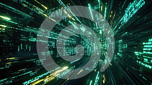 Digital data stream flowing cyberspace neural network