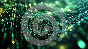 Digital data stream flowing in a futuristic network