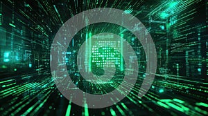 Digital data stream flowing through network matrix