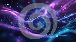 Digital data stream flowing in particles technology background