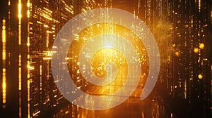 Digital data stream flowing through server room network