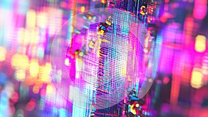 Digital data stream forming vibrant abstract grid background