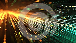 Digital data stream moving through futuristic network