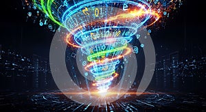 Data Stream And Information Technology Network Showcasing Digital Communication Internet Connection And Future Global Systems