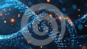 Digital data stream technology background with glowing binary code. Big Data Analysis