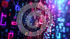 Digital data stream traversing abstract cyberspace network