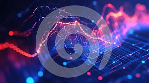 Digital data stream visualizing network wave technology