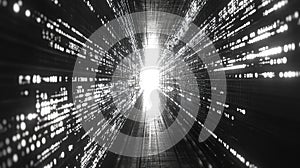 Digital data streaming in abstract light tunnel