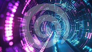 Digital data streaming in futuristic network tunnel