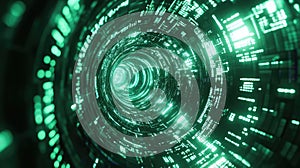 Digital data streaming in a green cyber tunnel
