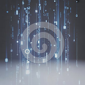 Digital data streams with binary code and geometric shapes