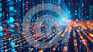 Digital Data Streams Flowing Across the Screen