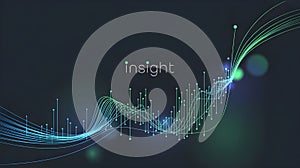 Digital data streams with glowing lines and binary code