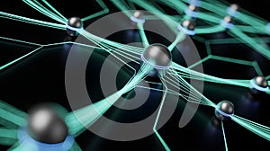 Digital data streams with glowing lines and binary code