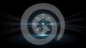 Digital data streams with glowing lines and binary code