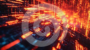 Digital data flowing on abstract technology circuit board