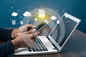 Digital Data Synchronization and Cloud Connectivity Between Smartphone and Laptop