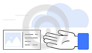 Digital Data Transfer Concept with Cloud, Hand, and Document Elements