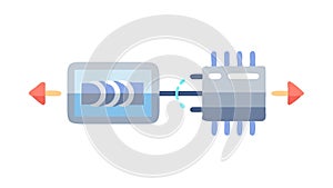 Digital Data Transfer Between Microchips, Network Connectivity, vector design Generative AI