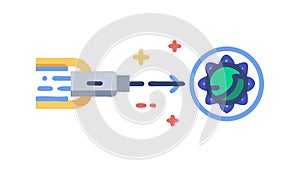 Digital data transfer to a planet for global reach, vector design Generative AI