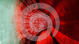 Digital data tunnel abstract visualisation, background with vibrant colours. Science, computing and tech concept.