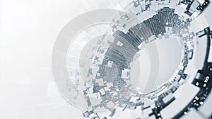 Digital data tunnel with bright light. Abstract technology background