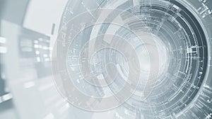 Digital data tunnel with bright light. Abstract technology background