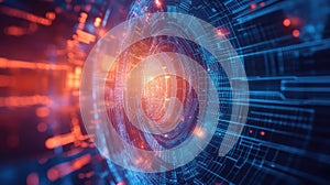 Digital data tunnel creating abstract futuristic network connection