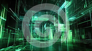 Digital data tunnel forming abstract cyberspace network