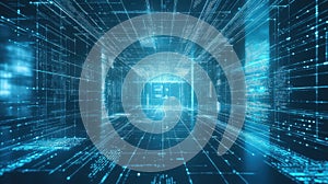 Digital data tunnel forming abstract cyberspace network