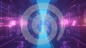 Digital data tunnel forming abstract cyberspace network