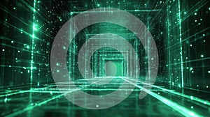 Digital data tunnel forming futuristic network connection