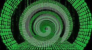Digital Data Tunnel Matrix Binary Code Pathway