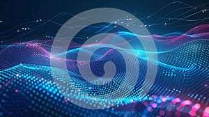 Digital data visualization. Big data code representation. Futuristic abstract digital wave. 3D rendering