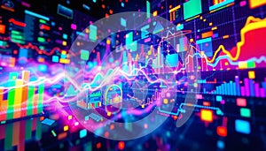 Digital Data Visualization with Charts and Graphs in Vibrant Colorful Design