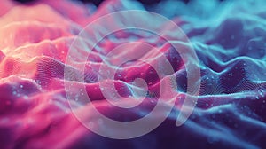 Digital data visualization creating abstract vibrant sound waves