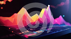 Digital data visualization displaying financial analytics and statistics