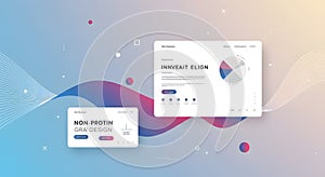 Modern UI UX Design Elements on Abstract Gradient Background