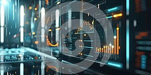 Digital Data Visualization with Graphs and Charts on Computer Screen. created by generative artificial intelligence