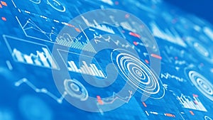 Digital data visualization interface featuring abstract information technology concept