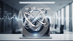 Digital data visualization on laptop screen