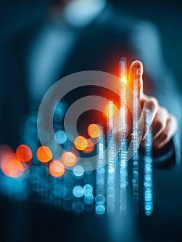 Digital data visualization representing technological innovation and data analysis