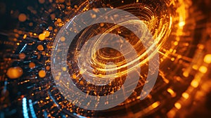 Digital data vortex creating abstract light particles