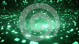 Digital data vortex creating abstract technology background