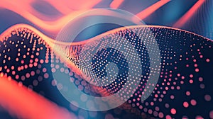 Digital data wave creating abstract point surface