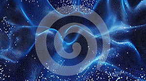 Digital data wave flowing particle network background