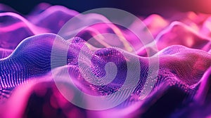 Digital data wave flowing particles network abstract background