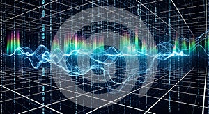 Digital Data Waveform and Binary Code Grid
